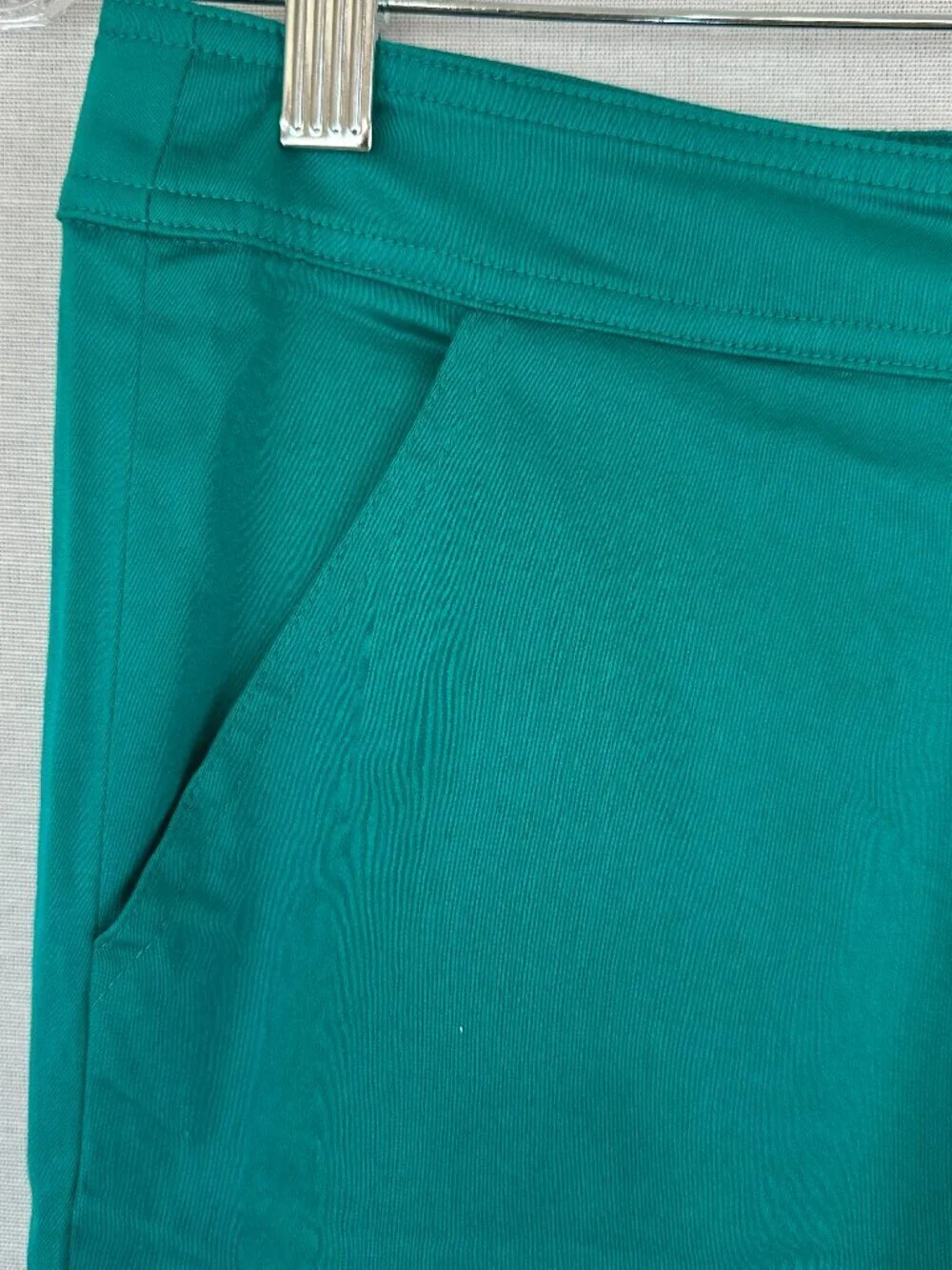 iROO WOMEN'S TURQUOISE DRESS PANTS, LACE-UP DETAILS AT THE HEM, WAIST 28-28 in